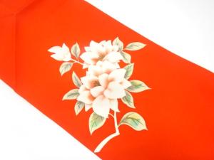 塩瀬　手描き　枝花模様　名古屋帯